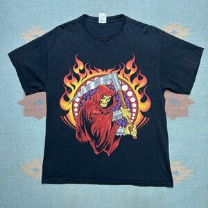 Vintage graphic t shirt grim reaper flames grunge skull skeleton adult large